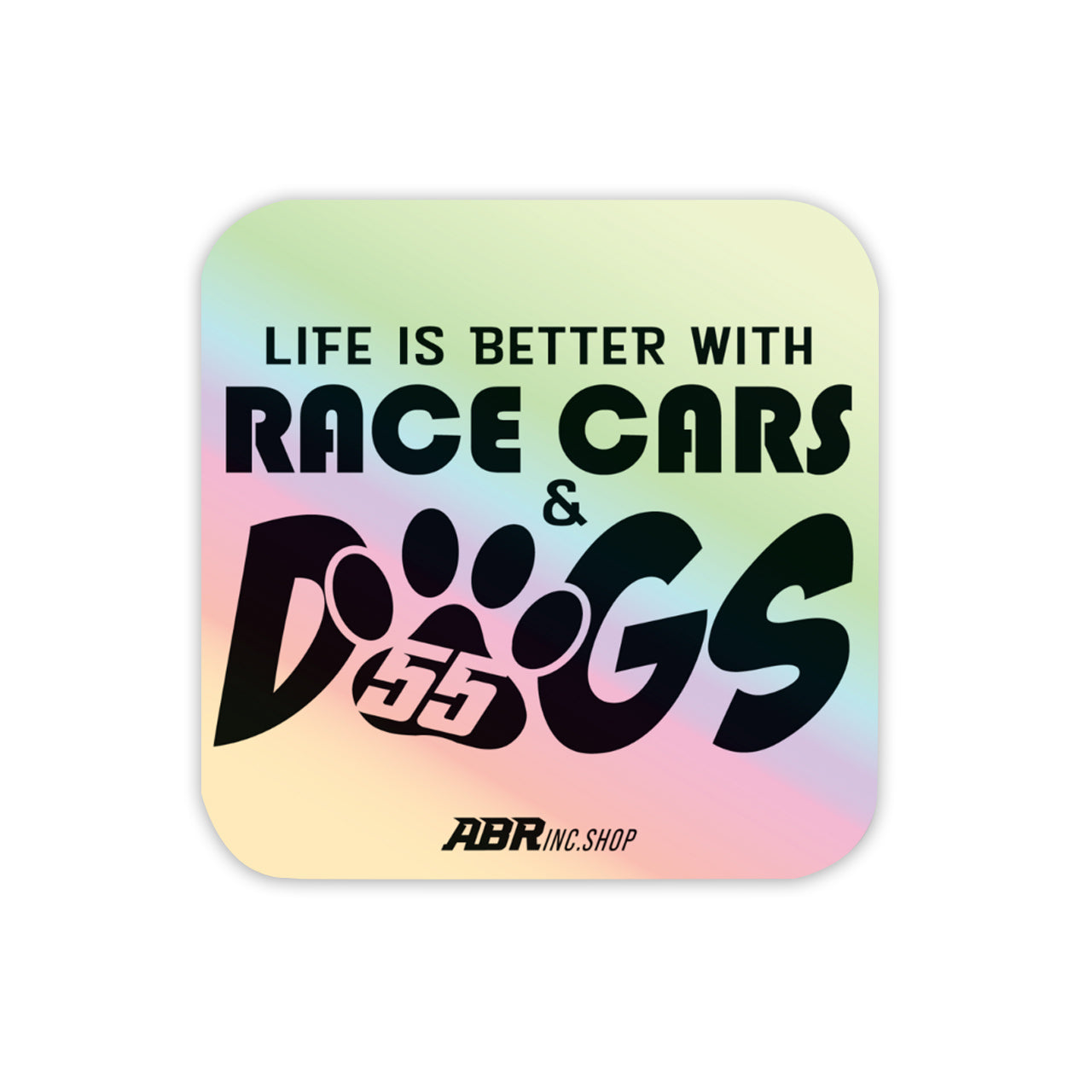 Holographic Race Cars and Dogs Sticker